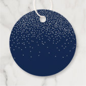 Navy Blue en Glam Silver Confetti Wedding Bedankjes Labels (Achterkant)