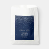 Navy Blue en Glam Silver Confetti Wedding Bedankzakje (Voorkant)