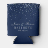 Navy Blue en Glam Silver Confetti Wedding Blikjeskoeler (Voorkant)