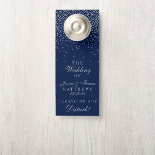 Navy Blue en Glam Silver Confetti Wedding Deurhanger