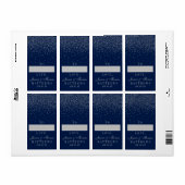 Navy Blue en Glam Silver Confetti Wedding Gift Etiket (Full Sheet)