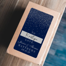 Navy Blue en Glam Silver Confetti Wedding Gift