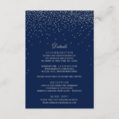 Navy Blue en Glam Silver Confetti Wedding Informatiekaartje (Voorkant)