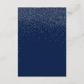 Navy Blue en Glam Silver Confetti Wedding Informatiekaartje (Achterkant)