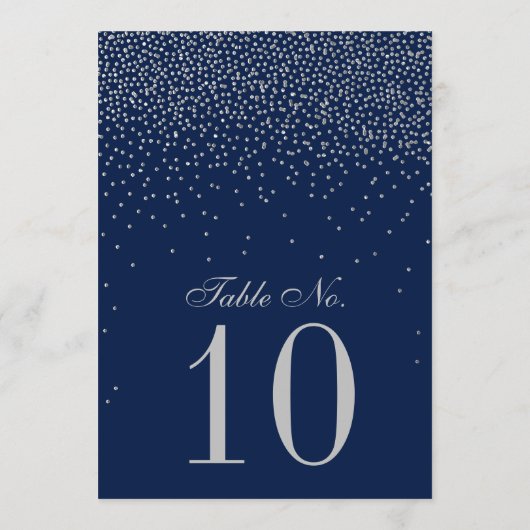 Navy Blue en Glam Silver Confetti Wedding Kaart (Achterkant)