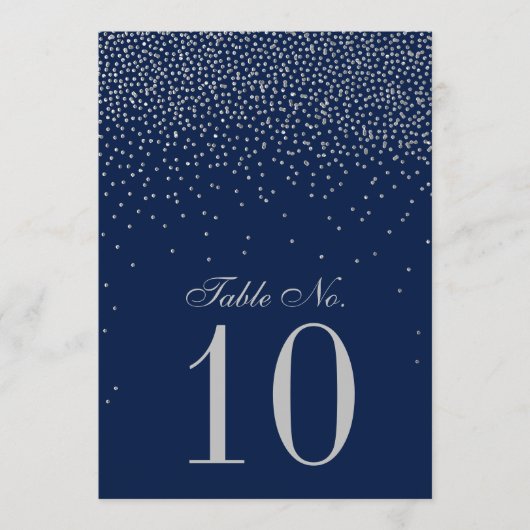 Navy Blue en Glam Silver Confetti Wedding Kaart (Voorkant)