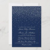 Navy Blue en Glam Silver Confetti Wedding Kaart (Voorkant)