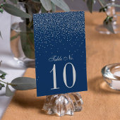Navy Blue en Glam Silver Confetti Wedding Kaart