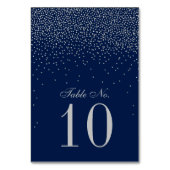 Navy Blue en Glam Silver Confetti Wedding Kaart (Voorkant)