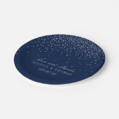 Navy Blue en Glam Silver Confetti Wedding Papieren Bordje (Gekanteld)