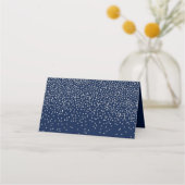 Navy Blue en Glam Silver Confetti Wedding Plaatskaartje (Achterkant)