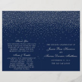 Navy Blue en Glam Silver Confetti Wedding Programm (Voorkant)