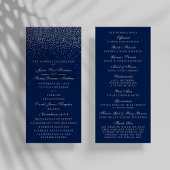 Navy Blue en Glam Silver Confetti Wedding Programm Programmakaart
