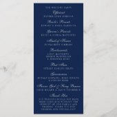 Navy Blue en Glam Silver Confetti Wedding Programm Programmakaart (Achterkant)