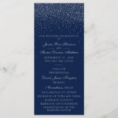 Navy Blue en Glam Silver Confetti Wedding Programm Programmakaart (Voorkant)