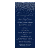 Navy Blue en Glam Silver Confetti Wedding Programm Reclamekaart (Voorkant)