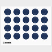 Navy Blue en Glam Silver Confetti Wedding Ronde Sticker (Vel)