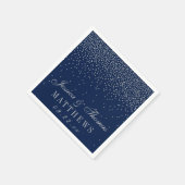 Navy Blue en Glam Silver Confetti Wedding Servet (Hoek)