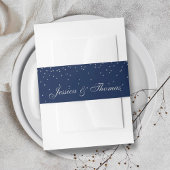 Navy Blue en Glam Silver Confetti Wedding Uitnodigingen Wikkel