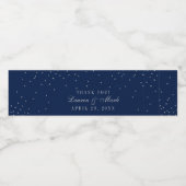 Navy Blue en Glam Silver Confetti Wedding Waterfles Etiket (Enkel label)