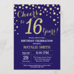 Navy Blue en Gold 16th Birthday Diamond Kaart<br><div class="desc">16e verjaardag uitnodiging met Navy Blue en Gold Glitter Diamond achtergrond. Gold Confetti. Kinderen van afgelopen dag. Jongen of meisjes. Voor verdere aanpassing,  te klikken gelieve de knoop "van de Aanpassing het"en ons ontwerphulpmiddel te gebruiken om deze sjabloon te wijzigen.</div>