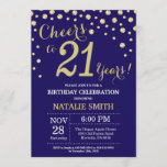 Navy Blue en Gold 21st Birthday Diamond Kaart<br><div class="desc">21ste verjaardag uitnodiging met Navy Blue en Gold Glitter Diamond achtergrond. Gold Confetti. Volwassen verjaardag. Mannelijke Mannen of vrouwen: Birthday. Voor verdere aanpassing,  te klikken gelieve de knoop "van de Aanpassing het"en ons ontwerphulpmiddel te gebruiken om deze sjabloon te wijzigen.</div>