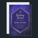 Navy Blue en Gold 21st Birthday Dinner Party Kaart<br><div class="desc">Een moderne marineblauw en gouden uitnodiging voor het diner op de 21ste verjaardag.</div>