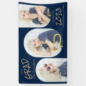 Navy Blue en Gold 3 Photo Afstuderen Banner (Verticaal)