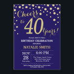 Navy Blue en Gold 40th Birthday Diamond Kaart<br><div class="desc">30e verjaardag uitnodiging met Navy Blue en Gold Glitter Diamond achtergrond. Gold Confetti. Volwassen verjaardag. Mannelijke Mannen of vrouwen: Birthday. Voor verdere aanpassing,  te klikken gelieve de knoop "van de Aanpassing het"en ons ontwerphulpmiddel te gebruiken om deze sjabloon te wijzigen.</div>