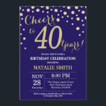 Navy Blue en Gold 40th Birthday Diamond Kaart<br><div class="desc">30e verjaardag uitnodiging met Navy Blue en Gold Glitter Diamond achtergrond. Gold Confetti. Volwassen verjaardag. Mannelijke Mannen of vrouwen: Birthday. Voor verdere aanpassing,  te klikken gelieve de knoop "van de Aanpassing het"en ons ontwerphulpmiddel te gebruiken om deze sjabloon te wijzigen.</div>