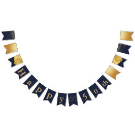 Navy Blue en Gold 50 Jubileum Vlaggetjes