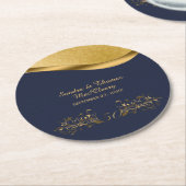Navy Blue en Gold 50th Jubileum, aangepast Ronde Kartonnen Onderzetter (Gebogen)