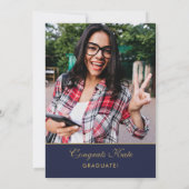 Navy Blue en Gold 5 Fotogradustrie Kaart (Achterkant)