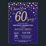 Navy Blue en Gold 60th Birthday Diamond Kaart<br><div class="desc">60e verjaardag uitnodiging met Navy Blue en Gold Glitter Diamond achtergrond. Gold Confetti. Volwassen verjaardag. Mannelijke Mannen of vrouwen: Birthday. Voor verdere aanpassing,  te klikken gelieve de knoop "van de Aanpassing het"en ons ontwerphulpmiddel te gebruiken om deze sjabloon te wijzigen.</div>