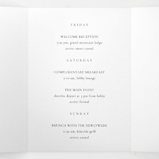 Navy Blue en Gold Agaat huwelijksprogramma Drieluik Programma (Binnenkant midden)