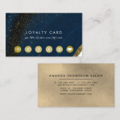 Navy Blue en Gold Agate Loyalty Kaart (Voorkant / Achterkant)