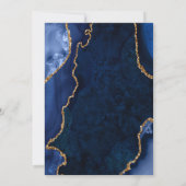 Navy Blue en Gold Agate Marble Engagement Party Kaart (Achterkant)