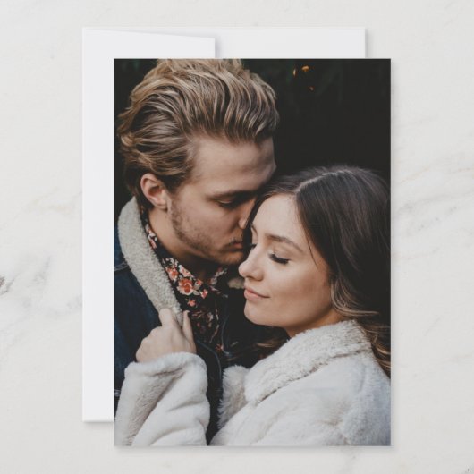 Navy Blue en Gold Agate Photo Wedding Invitation Kaart (Achterkant)