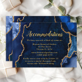 Navy Blue en Gold Agate Wedding Accommodations Informatiekaartje