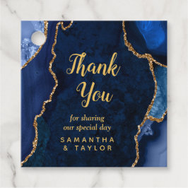 Navy Blue en Gold Agate Wedding Hartelijk dank Bedankjes Labels