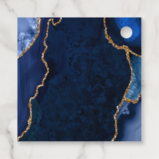 Navy Blue en Gold Agate Wedding Hartelijk dank Bedankjes Labels (Achterkant)