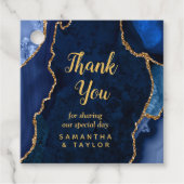 Navy Blue en Gold Agate Wedding Hartelijk dank Bedankjes Labels (Voorkant)