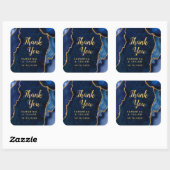 Navy Blue en Gold Agate Wedding Hartelijk dank Vierkante Sticker (Vel)