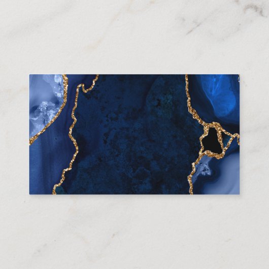 Navy Blue en Gold Agate Wedding Registry Informatiekaartje (Achterkant)