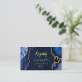 Navy Blue en Gold Agate Wedding Registry Informatiekaartje (Staand voorkant)