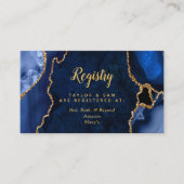 Navy Blue en Gold Agate Wedding Registry Informatiekaartje (Voorkant)
