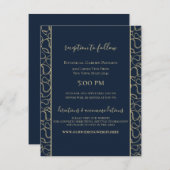 Navy Blue en Gold Baseball Wedding Informatiekaartje (Voorkant / Achterkant)