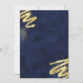 Navy Blue en Gold Birthday Invitation Kaart (Achterkant)