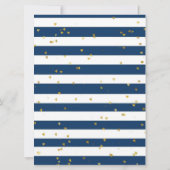 Navy Blue en Gold Boy Carousel Baby shower Invite Kaart (Achterkant)