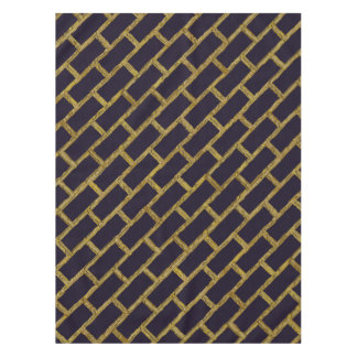 Navy Blue en Gold Brick Pattern Tafelkleed